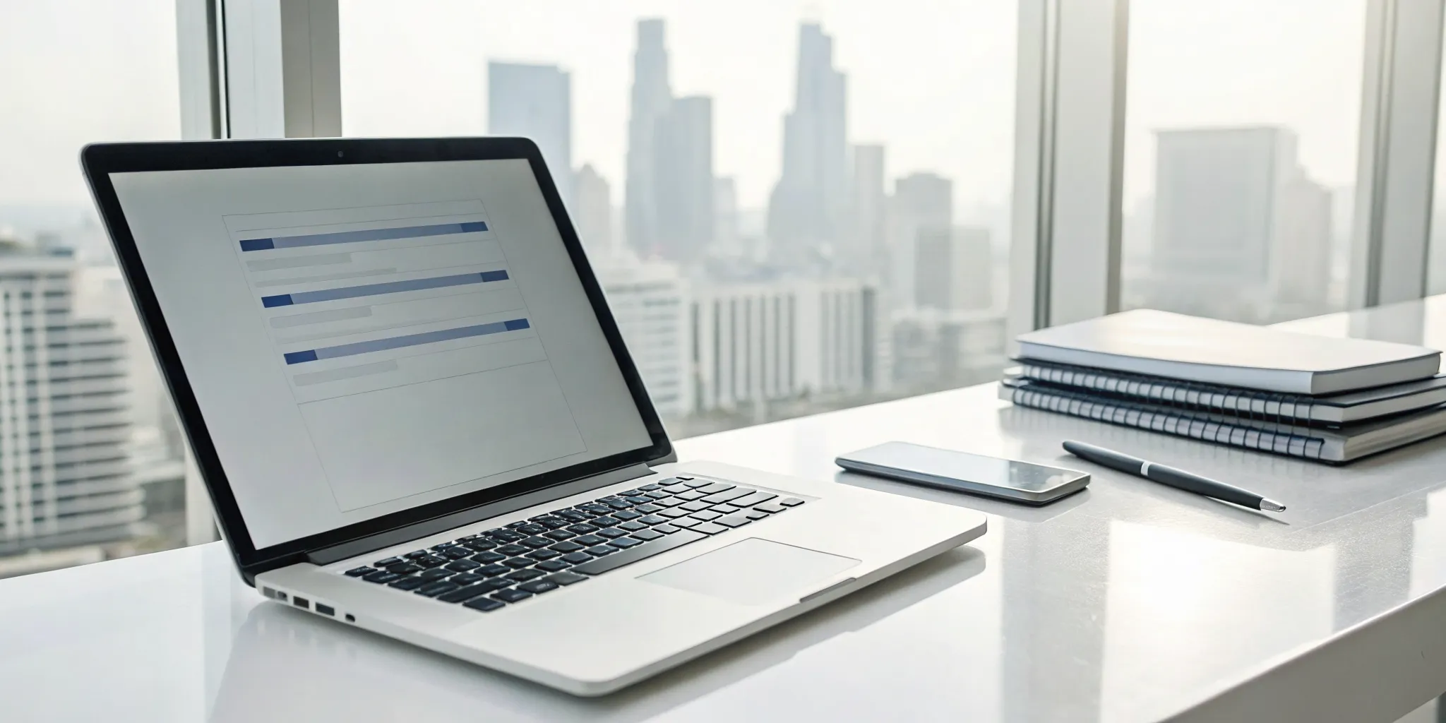 how-to-apply-for-a-dot-number-a-simple-guide-979824 Laptop on a desk with a notebook, showing the form to apply for a DOT number.